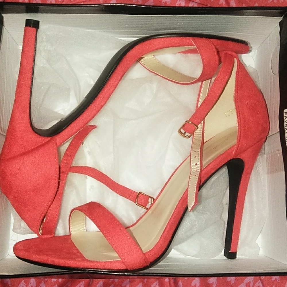 Red suede heels
